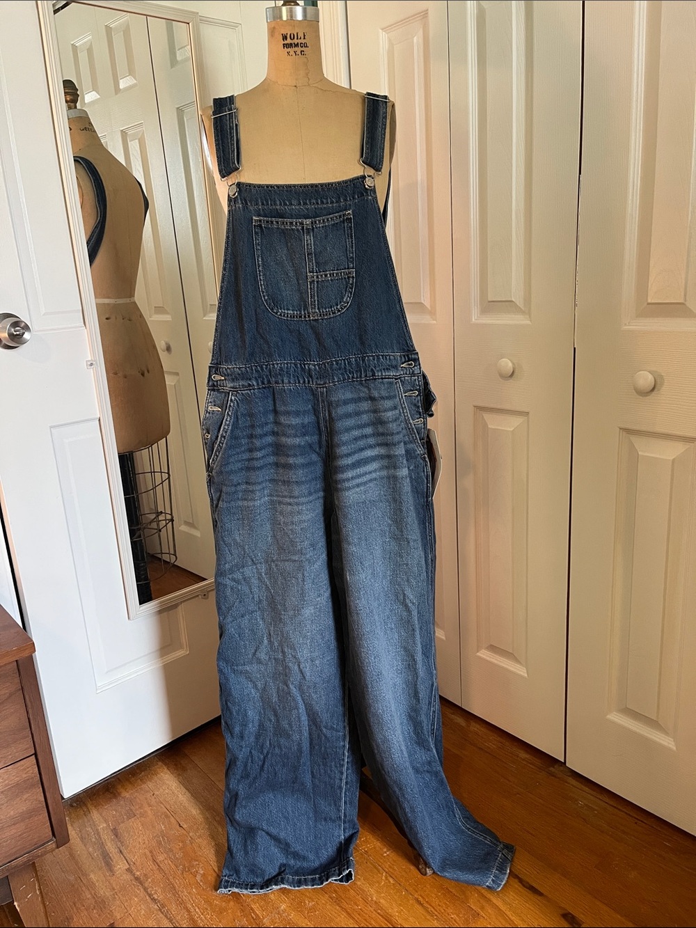 Celebrity Pink Dark Wash Denim Overalls